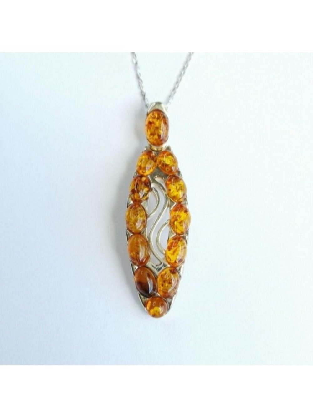 Sterling silver amber pendant necklace 🆕